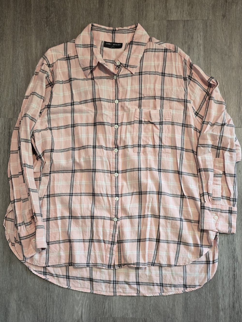 Lane Bryant Pink Plaid Button-Front Shirt